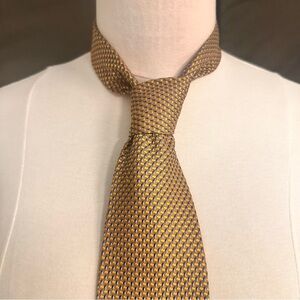 Ashton Rhodes Vintage Silk Tie Mens Gold Multicolor Geometric Necktie Office
